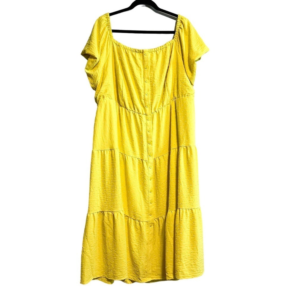 Lane Bryant Yellow Convertible Off-The-Shoulder Tiered Midi Dress NWT Size 24
